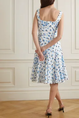 Emilia Wickstead Dena Floral Print Dress Swiss-dot Light Blue  Size AU 12 for rent on The Volte - image 3