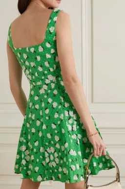 Emilia Wickstead Panna Floral Print Dress Green & White Stretch Cotton Size AU 4 for rent on The Volte - image 2