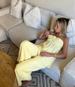 The Waiting Room The Greta Top and Greta Pants Set In Butter Yellow Size S/Au 8 for rent on The Volte - image 1