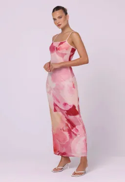 Isabelle Quinn Nora Mesh Maxi Dress Dahlia Floral Size 6 for rent on The Volte - image 2