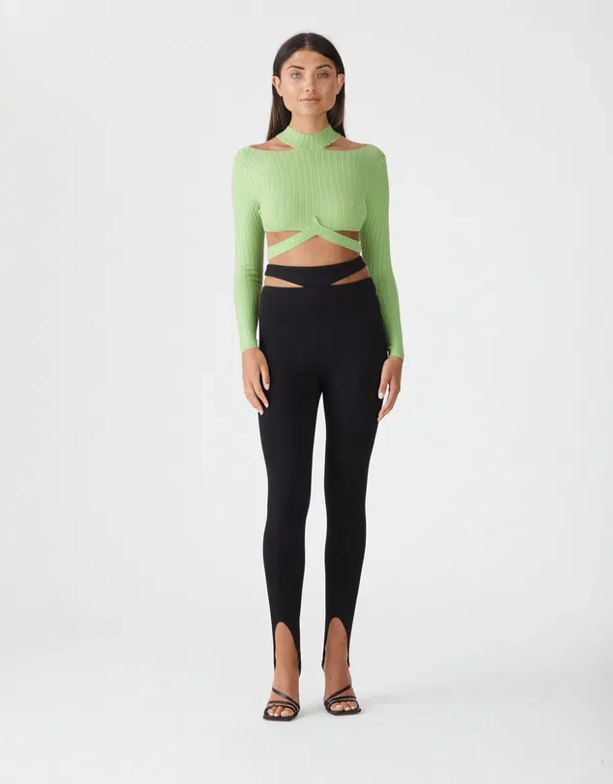 San Sloane Richards Rib Knit Top in Green Size 8 - Image 1