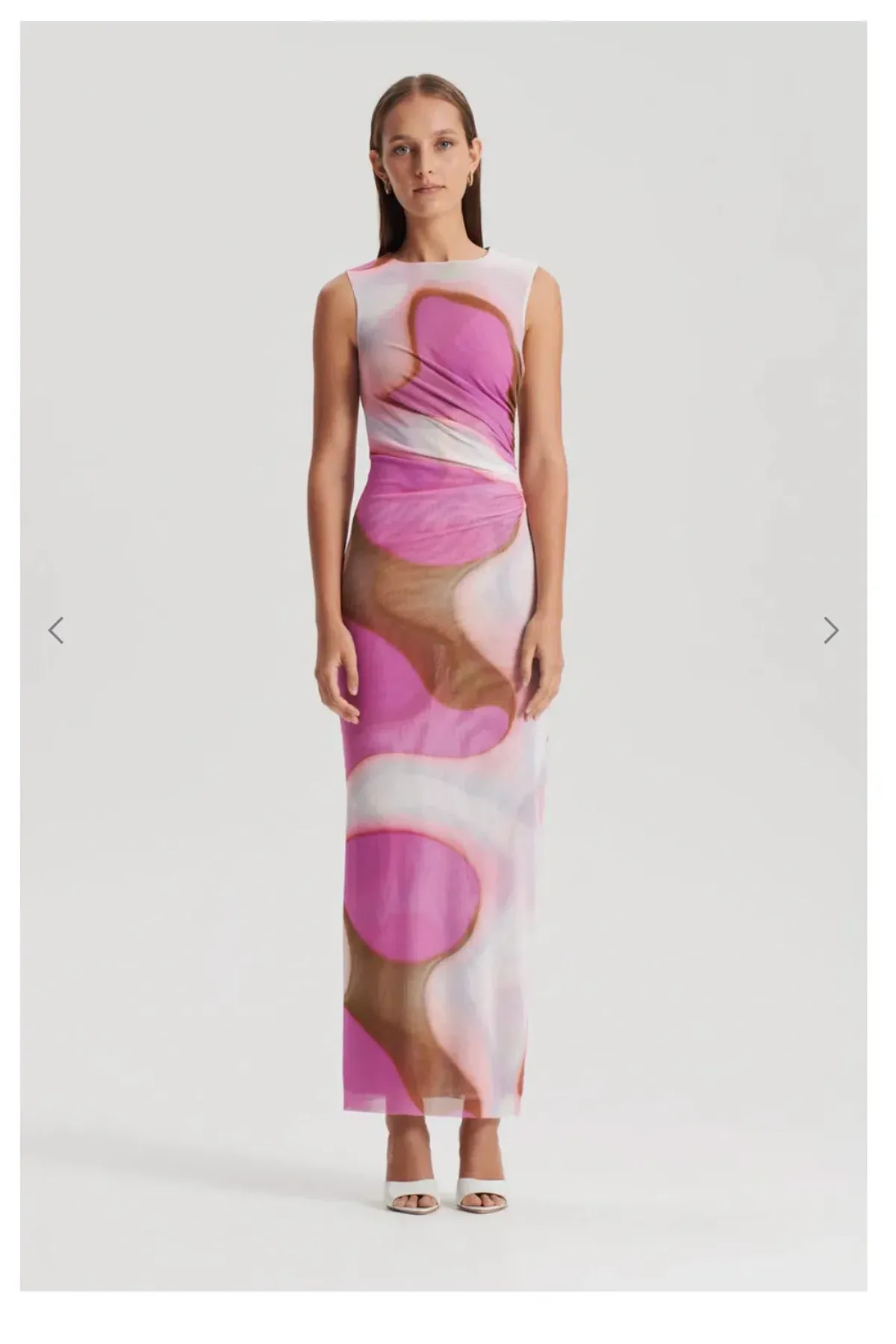 Scanlan Theodore Italian Watercolour Print Dress Pink Tan Size 6 - Image 1