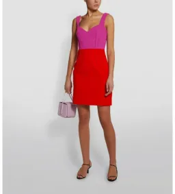 Emilia Wickstead Jude Two-tone Crepe Mini Dress Magenta/Bright Orange Size AU 10 for rent on The Volte - image 1
