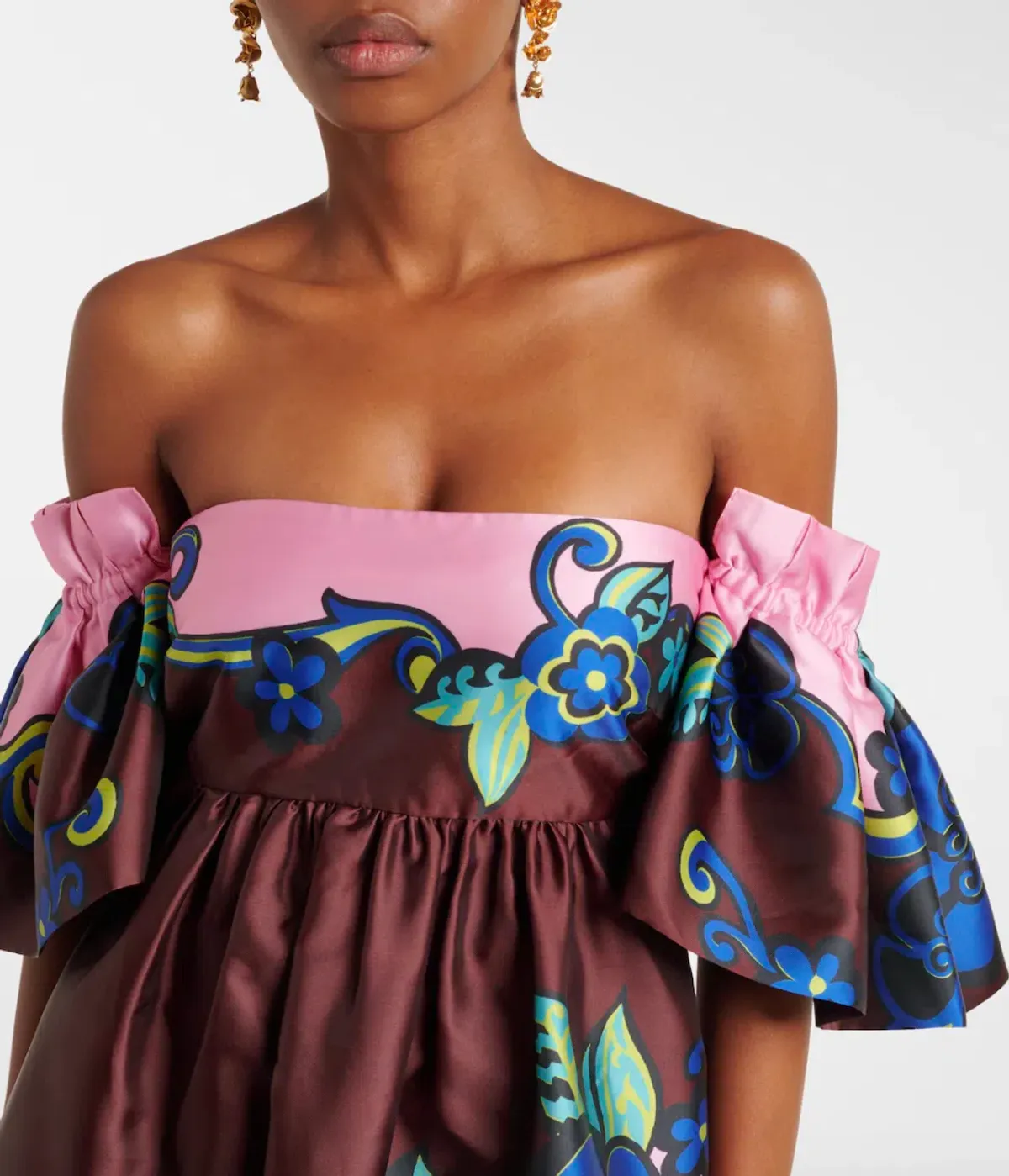 Alémais Azalea Off-shoulder Satin Midi Dress Floral Size AU 16 - Image 3