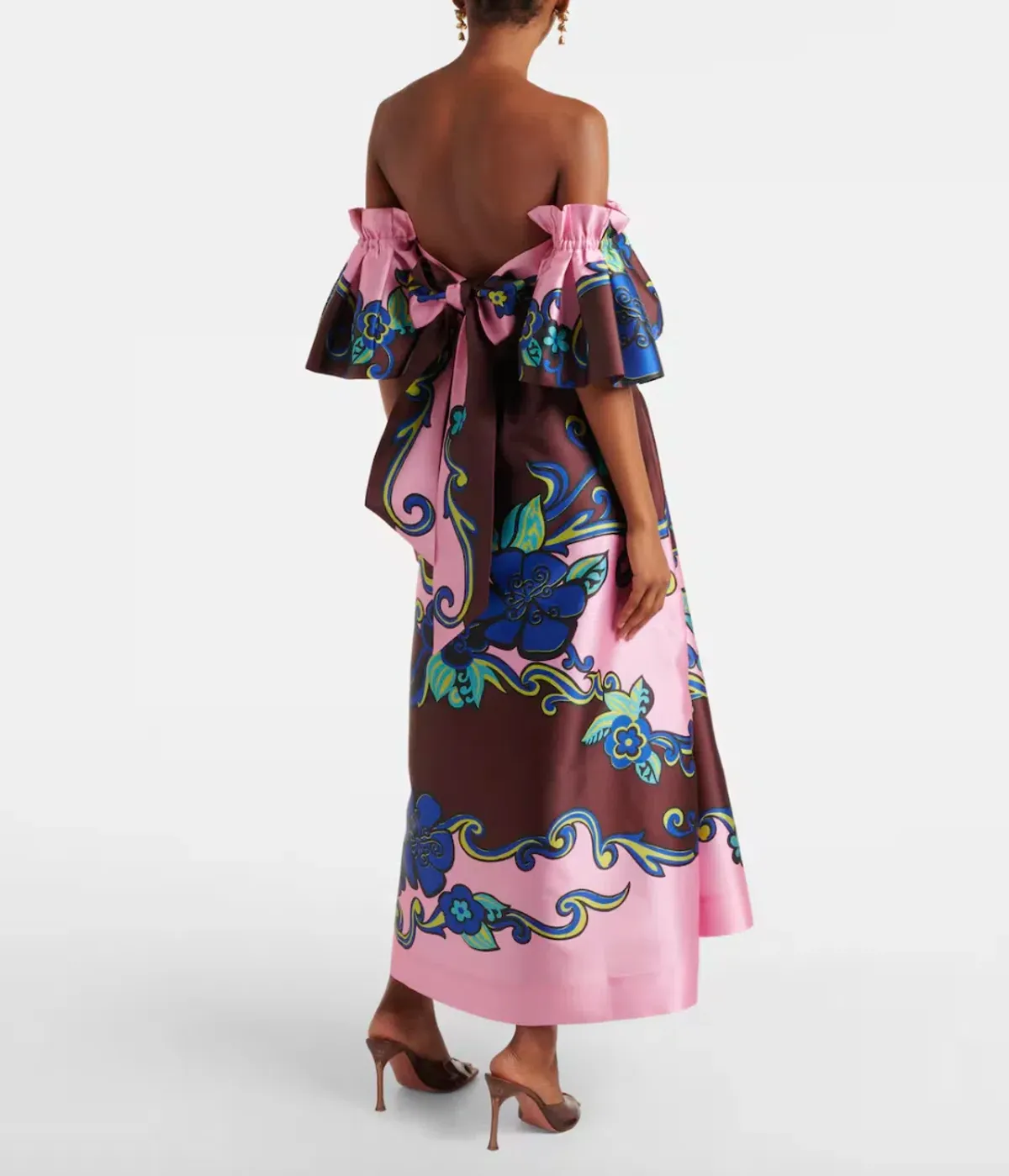 Alémais Azalea Off-shoulder Satin Midi Dress Floral Size AU 16 - Image 6