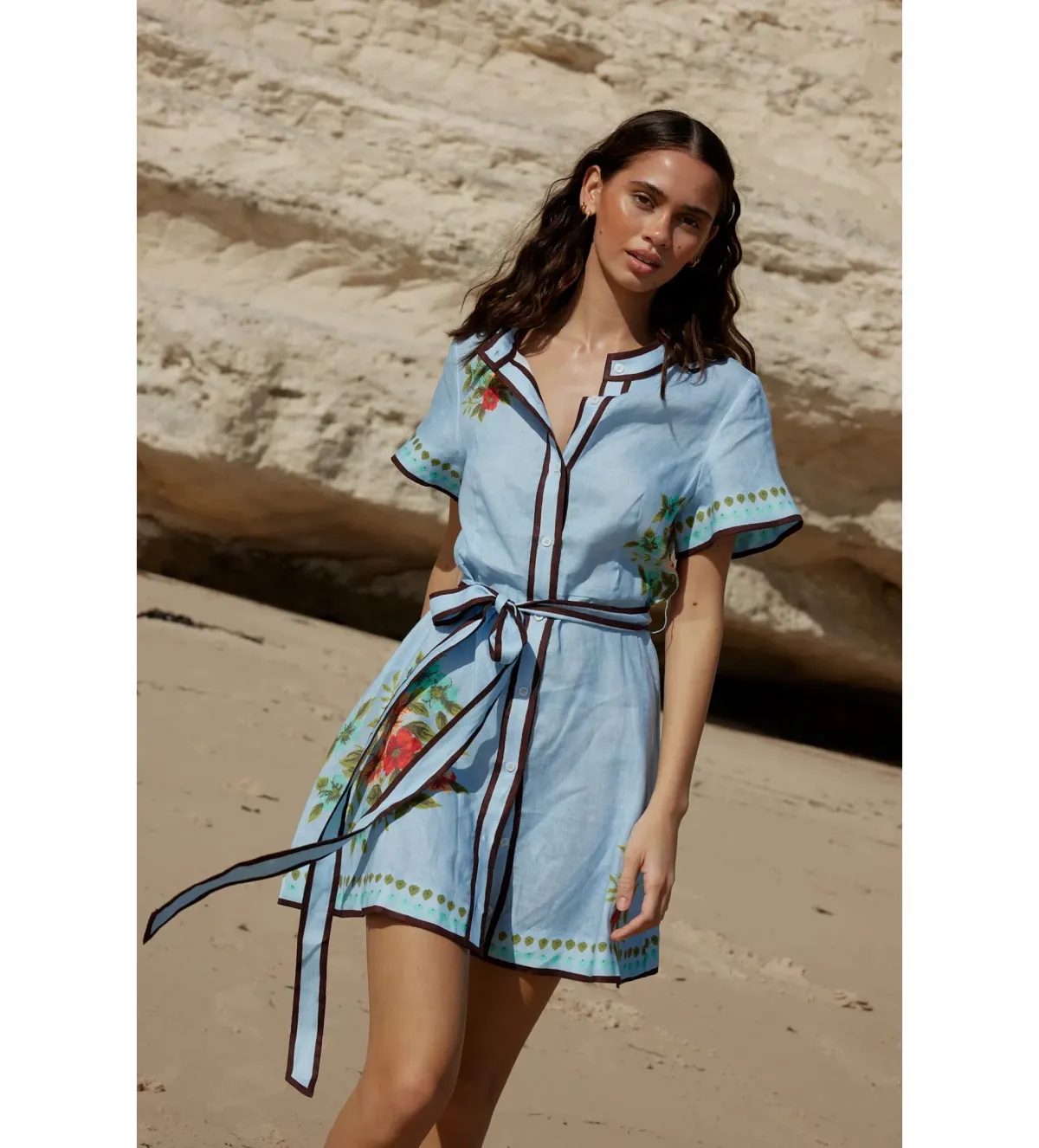 Aston Studio Nami Dress In Pool Blue Bouquet Size AU 12 - Image 2