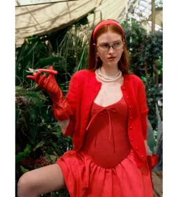 For Love and Lemons Pointelle Mini Dress Red Size S / AU 8  for rent on The Volte - image 6