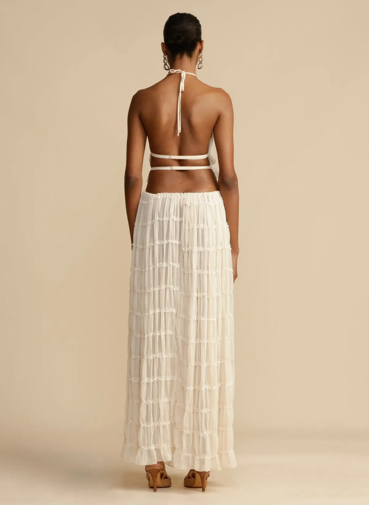 Arcina Ori Juliette Halter Top & Maxi Skirt Set Warm Cream Size S / AU 8 - Image 3