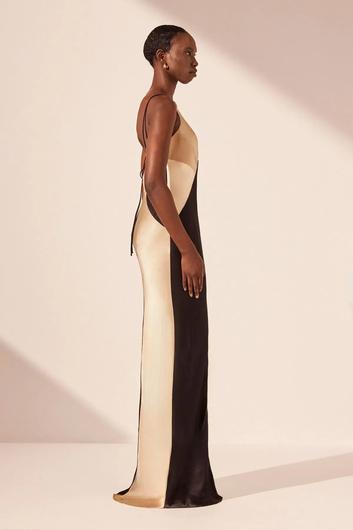 Shona Joy Sofia Contrast Double Strap Maxi Dress in Black/Multi Size 8 - Image 5