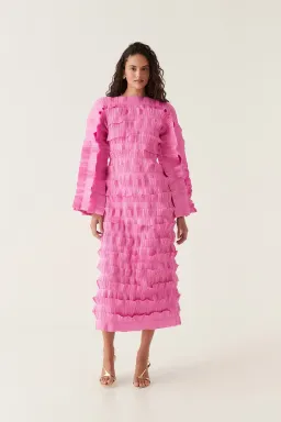 Aje Palladium Ruffled Midi Dress Pink  Size 10 for rent on The Volte - image 2