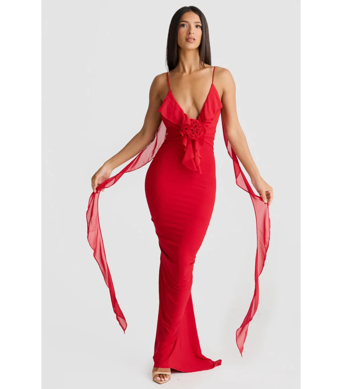 Melani The Label Red Floor Length Dress Red XS/Au 8 - Image 1