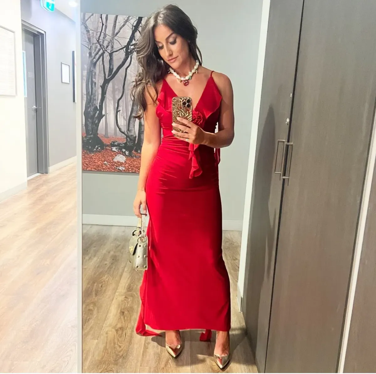 Melani The Label Red Floor Length Dress Red XS/Au 8 - Image 5