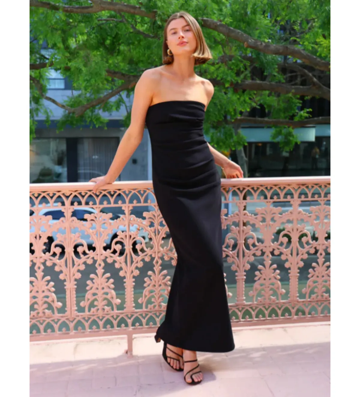 By Nicola Naomi Strapless Dress in Black Size AU 14  - Image 3
