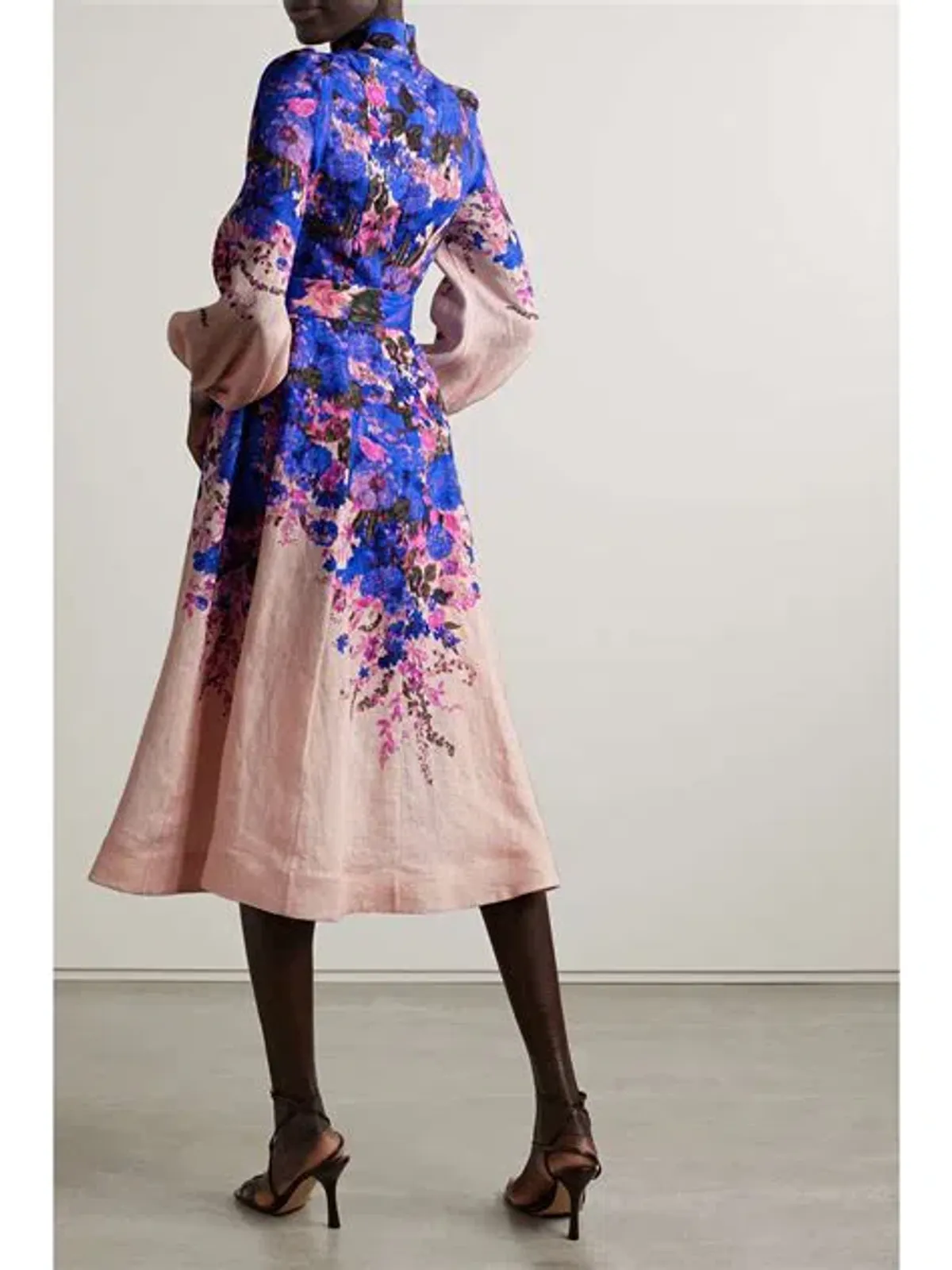 Zimmermann High Tide Buttoned Midi Dress Purple Ikat Floral Size 0 / AU 8 - Image 2