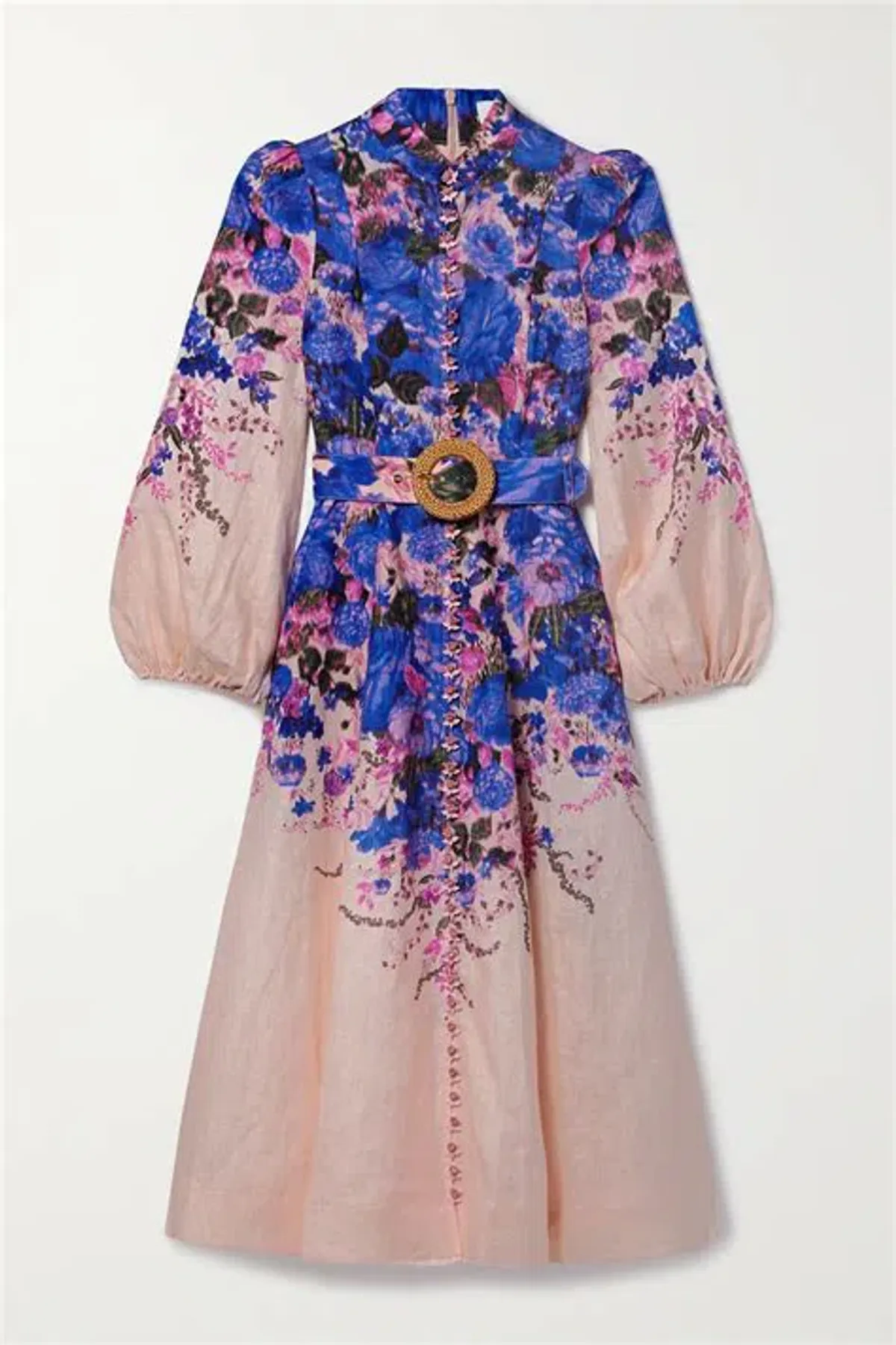 Zimmermann High Tide Buttoned Midi Dress Purple Ikat Floral Size 0 / AU 8 - Image 3