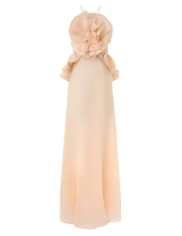 Zimmermann The Crush Ruffle Halter Maxi Dress in Peach Size 0 / AU 8  for rent on The Volte - image 1