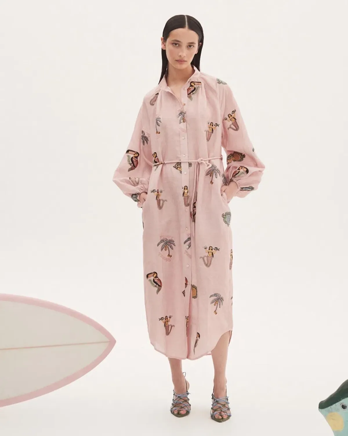 Alemais Vacay Mermaid Shirtdress Pink Size AU 10 - Image 3