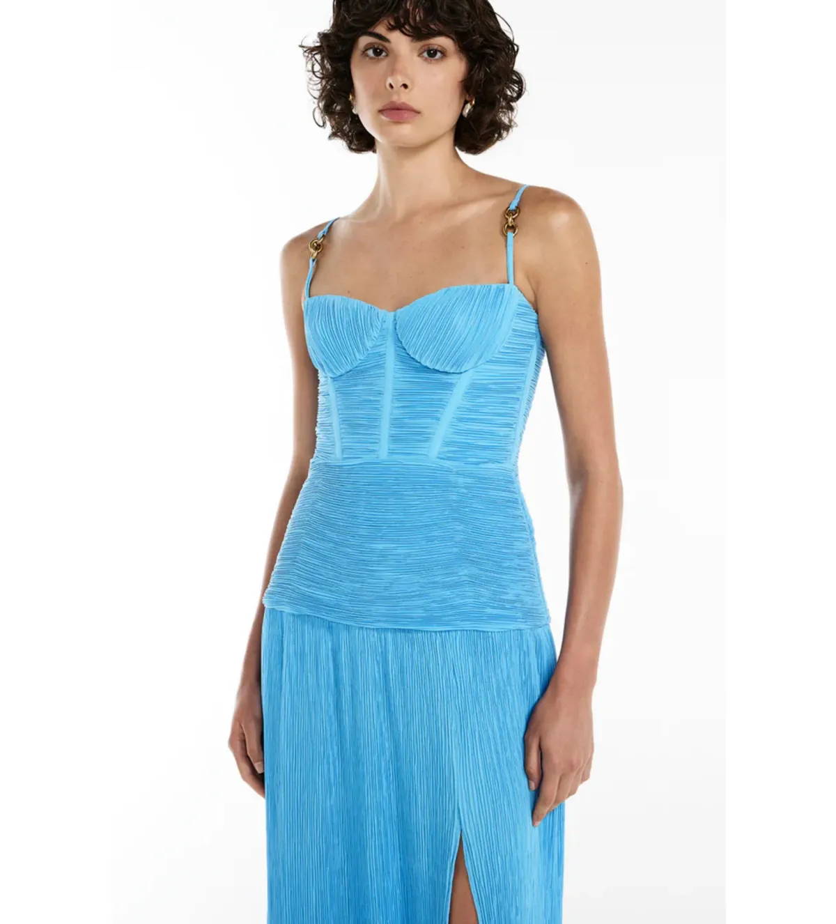 Manning Cartell Double Time Pleat Dress Cerulean Blue Size AU 10 - Image 3