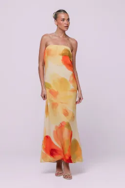 Isabelle Quinn Abbie Strapless Maxi Dress Marigold Size 8 for rent on The Volte - image 1