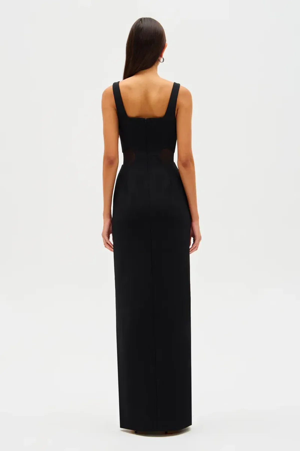 Misha Damita Crepe & Mesh Maxi Dress Black Size 10/M - Image 3