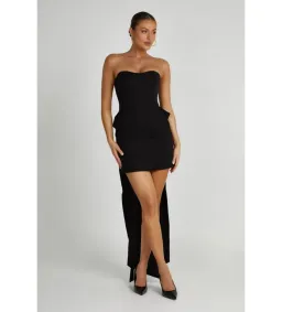 Meshki Meredith Bow Mini Dress Black Size AU 8 for rent on The Volte - image 1