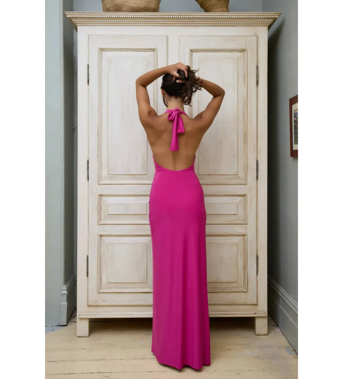 With Harper Lu Halter Maxi Dress Fuchsia Size AU 8 - Image 2