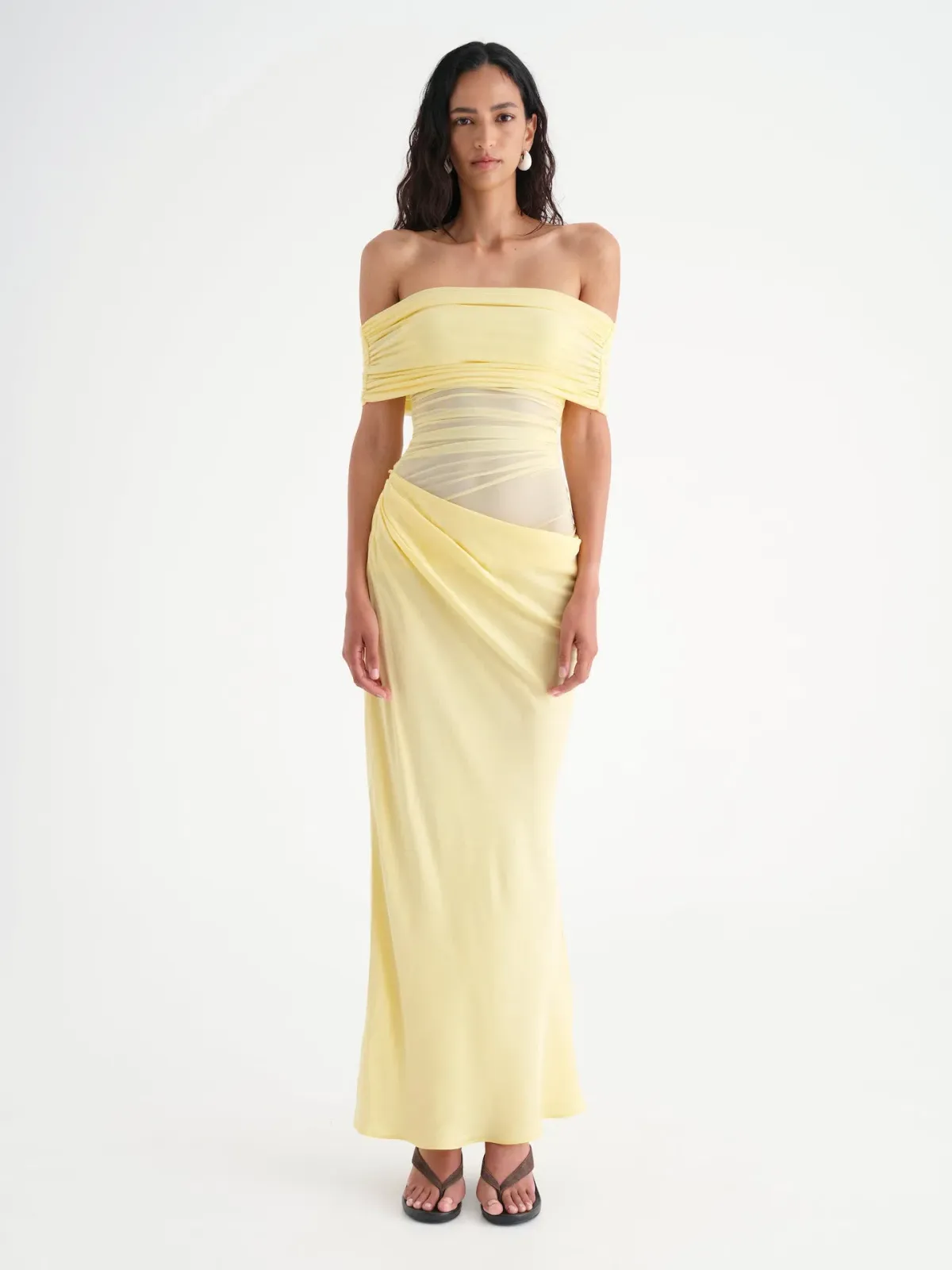Benni Nico Off-Shoulder Maxi Dress in Butter Size XS / AU 6 - Image 1