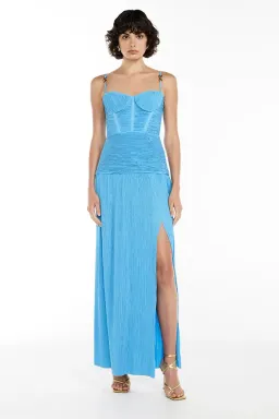 Manning Cartell Double Time Pleat Dress Maxi Blue Size AU 8 for rent on The Volte - image 1