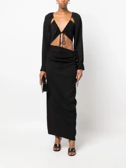 Christopher Esber Ruched Tie Sleeve Dress Black AU 8/US 4 for rent on The Volte - image 1
