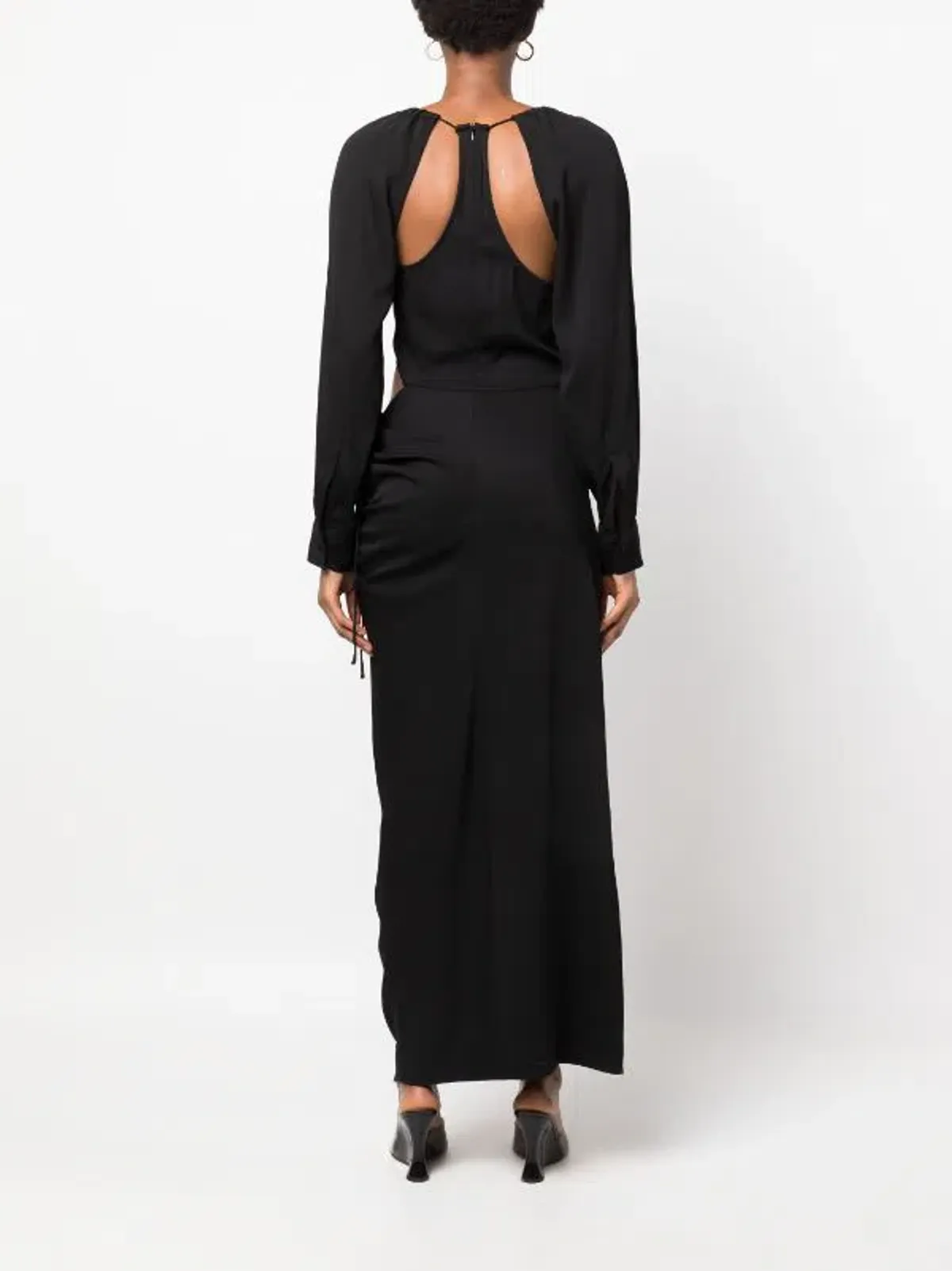 Christopher Esber Ruched Tie Sleeve Dress Black AU 8/US 4 - Image 4