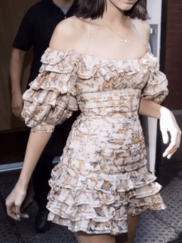 Zimmermann Painted Heart Folds Mini Dress Peach Tapestry Size 1 / AU 10 for rent on The Volte - image 3