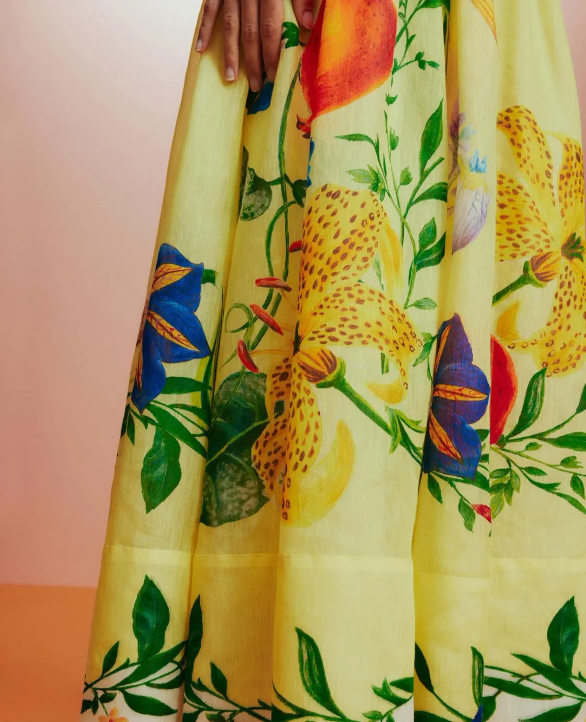 Alemais Dahlia Halter Gown Midi Yellow Print Size AU 10 - Image 4