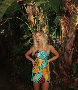 Venroy Silk Scarf Top and Mini Skirt Set Jamaica Scene Size 8  for rent on The Volte - image 1
