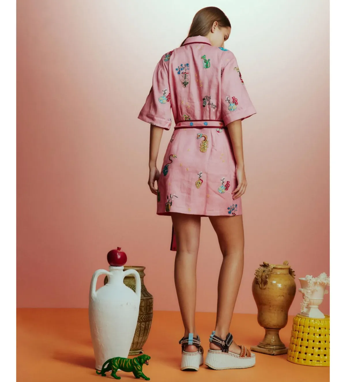 Alemais Timmy Embroidered Mini Dress Pink Size AU 10 - Image 3