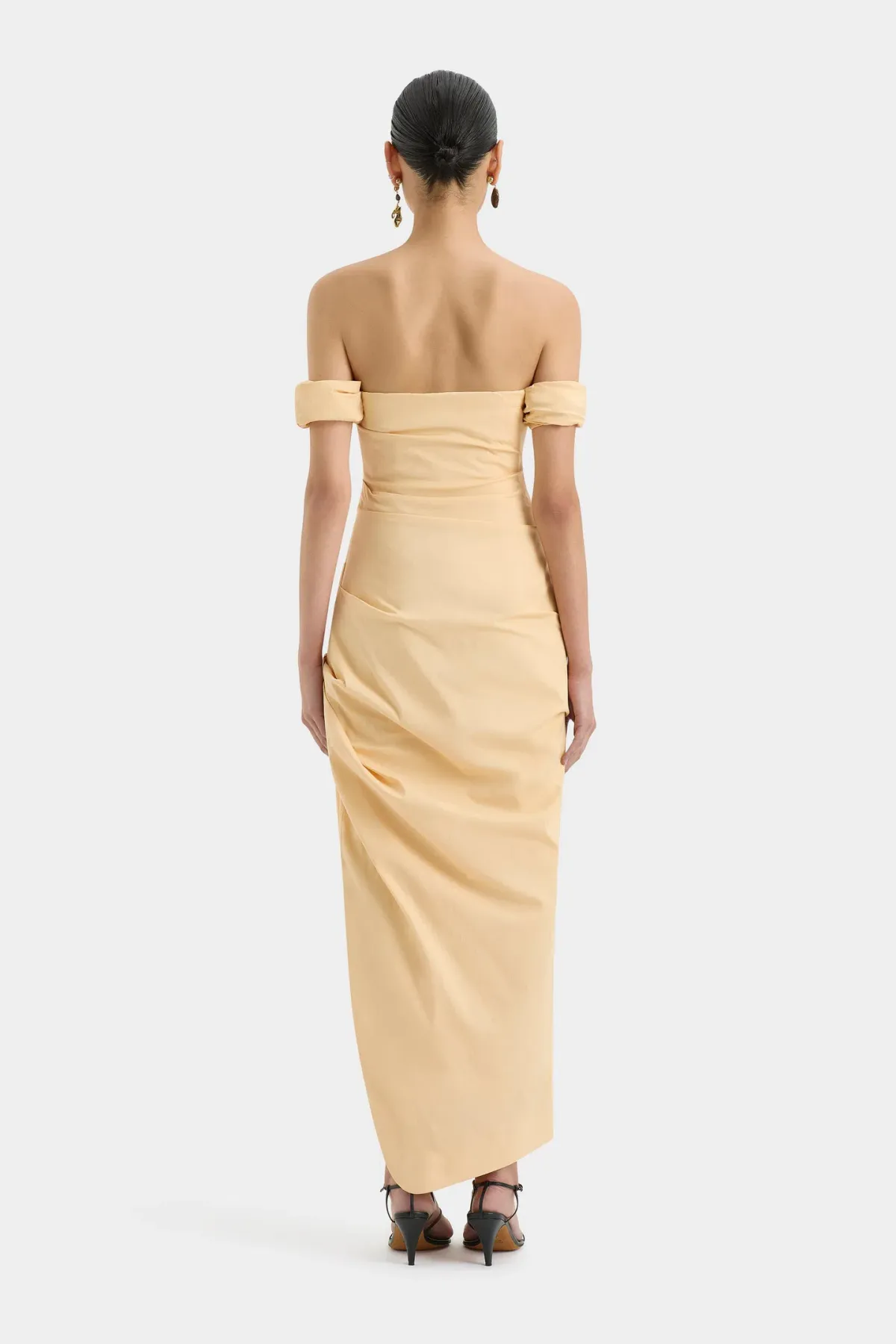 Sir the Label Carmen Draped Gown Light Peach Size 6 - Image 3