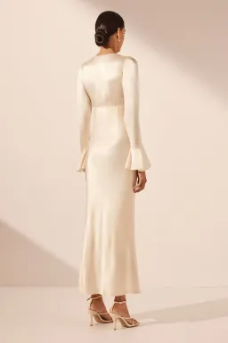 Shona Joy La Lune Frill Cuff Bias Midi Dress Cream Size 6 for rent on The Volte - image 3