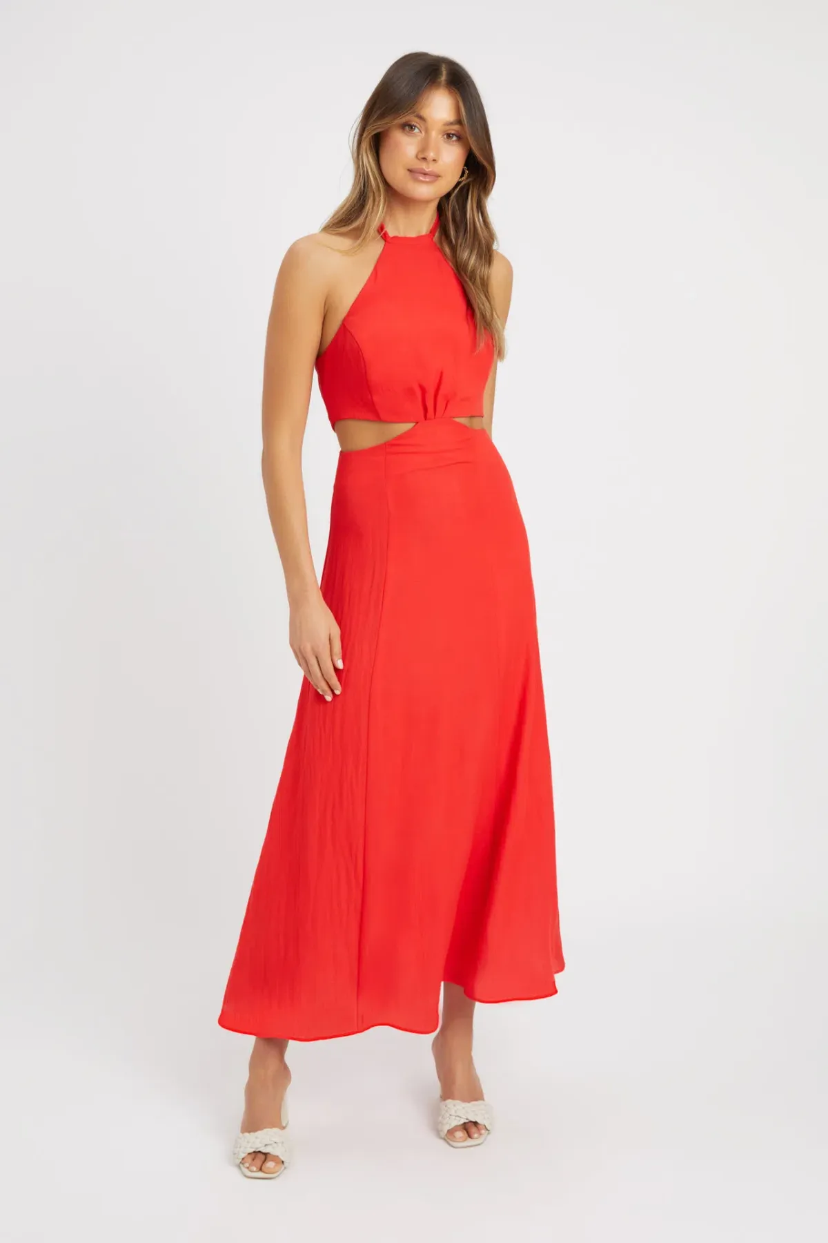 Kookai Hayman Cut Out Midi Dress Chilli Red Size 8 - Image 1