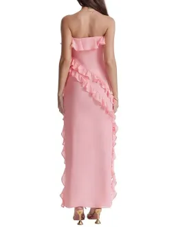 House of CB Sarina Ruffle Maxi Dress in Pink Size S / AU 8 for rent on The Volte - image 3