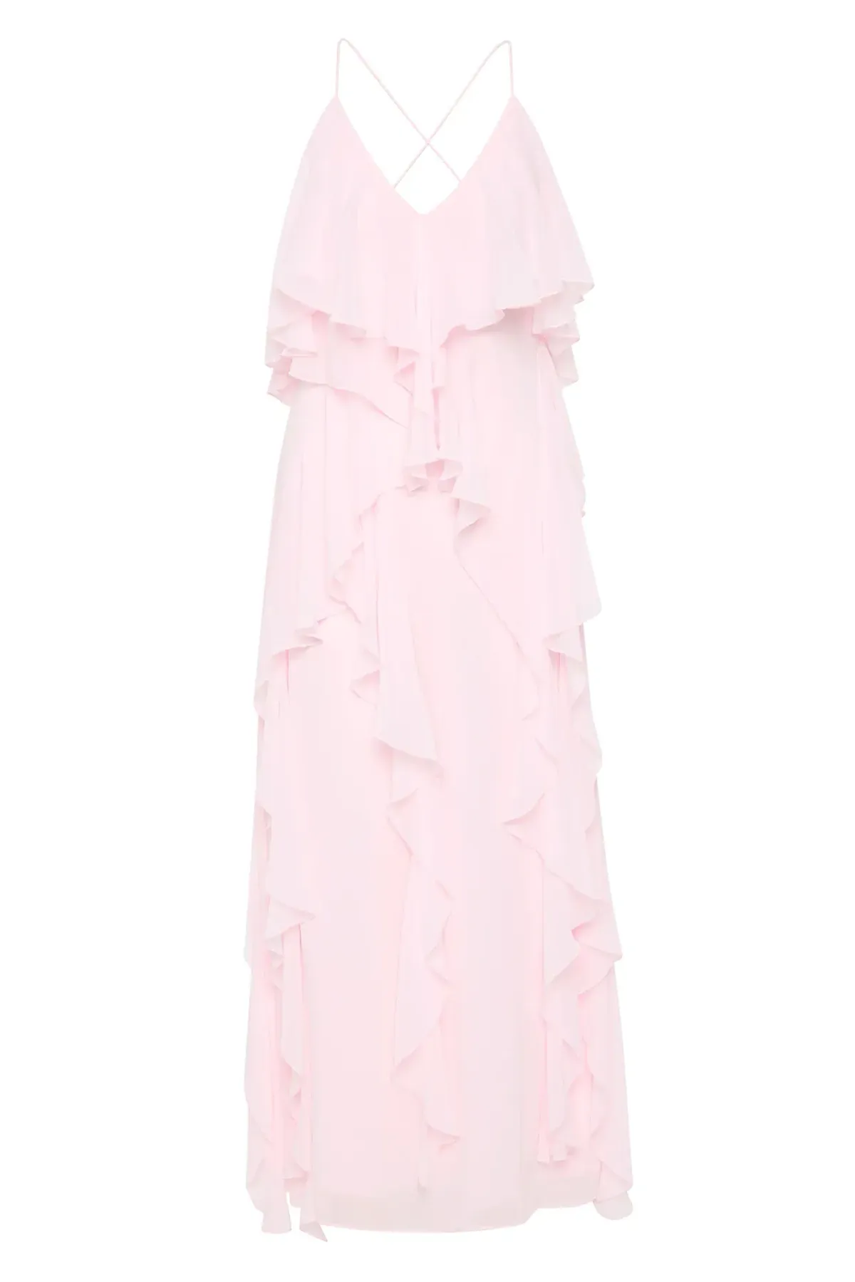 Aje Valentine Frill Maxi Dress Pastel Pink Size 10  - Image 5