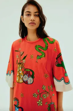 Alémais Rose Tee Midi Dress Red Size AU 16 for rent on The Volte - image 2