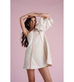 Toscani Odet Cherie Scallop Mini Dress in Crème Size AU 8 for rent on The Volte - image 2