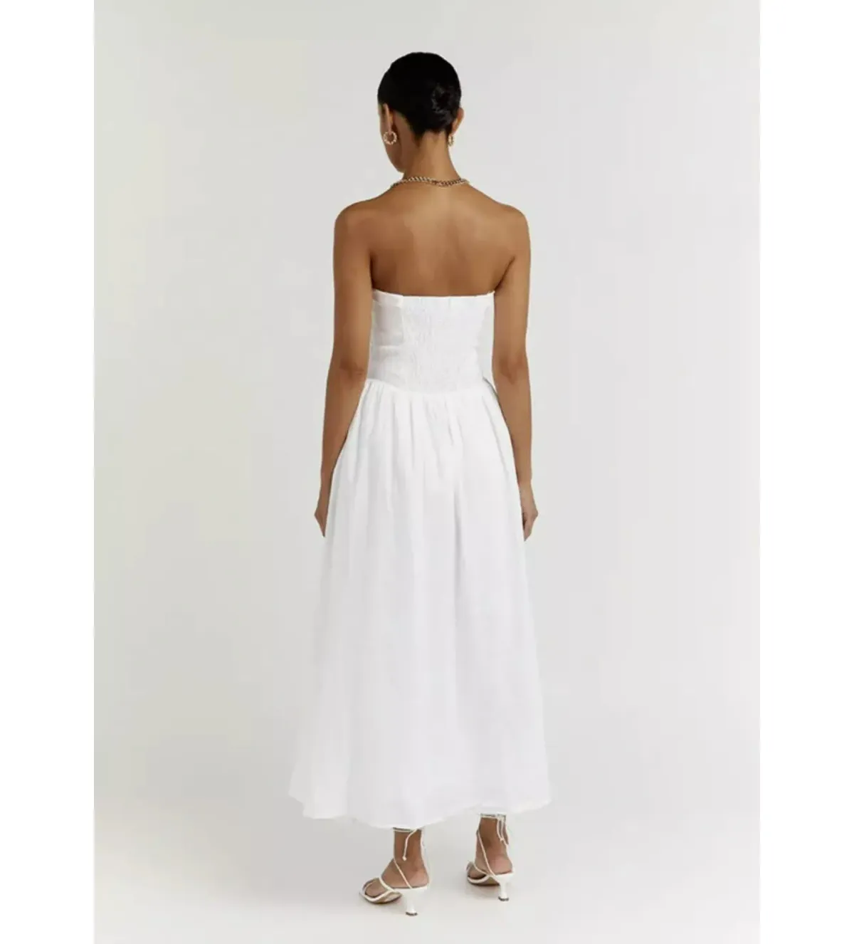 Dissh Lexi Linen Midi Dress White Size AU 10 - Image 3