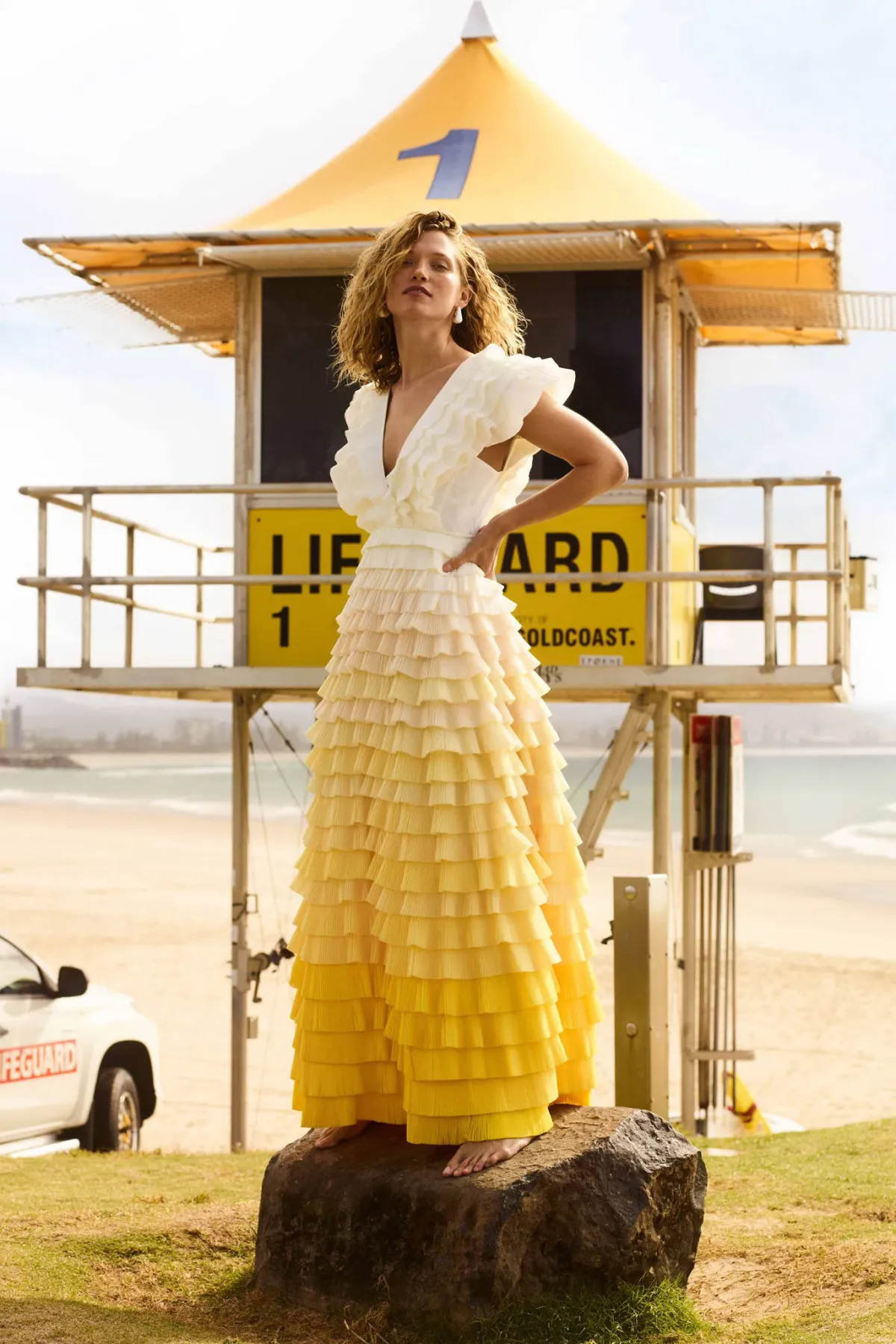 Aje Reflection Ombre Gown in Ivory/Acacia Yellow Size AU 14 - Image 1