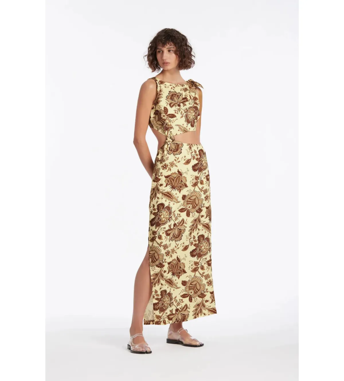 Sir The Label Rei Knot Midi Dress in Citrus Lilium Print Size 0 / AU 8 - Image 1