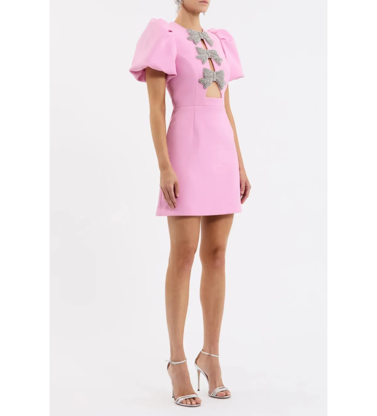 Rebecca Vallance Juliana Puff Sleeve Mini Dress Pink Size AU 12 - Image 2