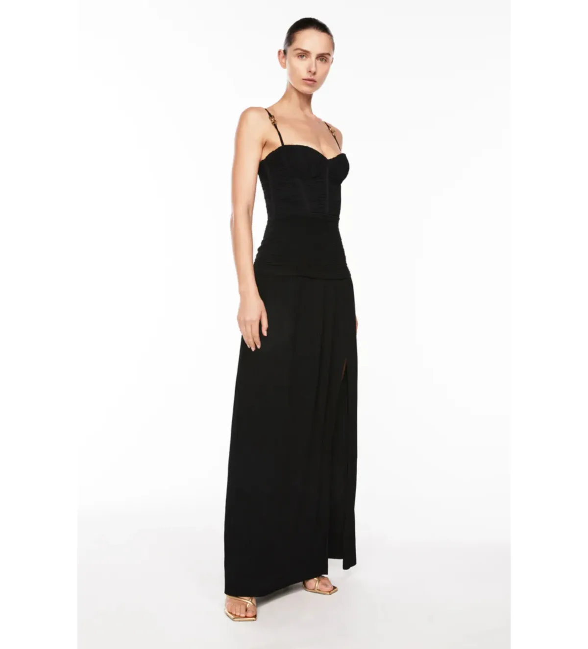 Manning Cartell Double Time Pleat Maxi Dress Black Size AU 10 - Image 2