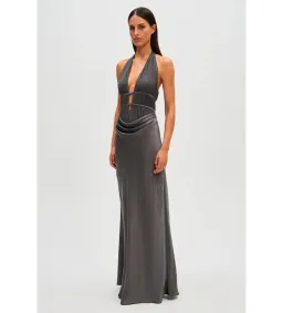 Misha Celine Satin Maxi Dress in Pewter Size 6/XS for rent on The Volte - image 4