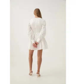 Aje Fallingwater Ruched Mini Dress in Ivory Size AU 14 for rent on The Volte - image 4