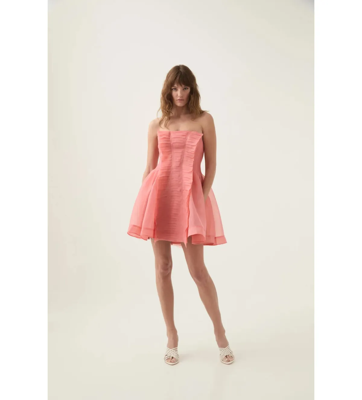 Aje Astrid Strapless Mini Dress Washed Coral Size AU 12 - Image 1