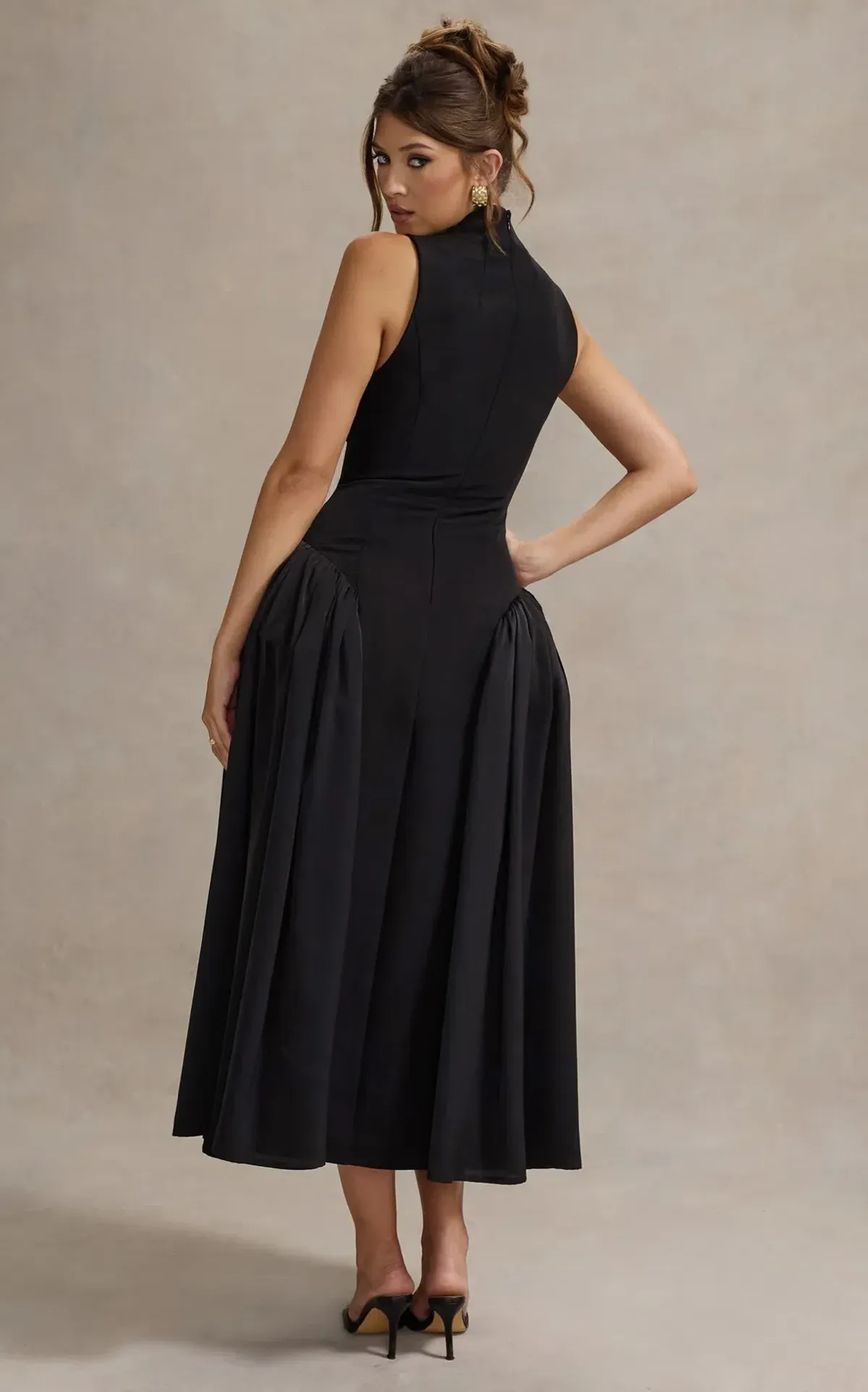 Club L London Napoli High Neck Midi Dress Black Size 10 - Image 3